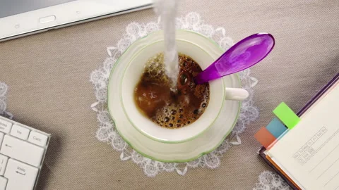 This video features a close look at a cup of barley being prepared on a kitc Stock Footage 160367910