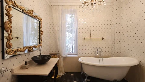 This video features a stylish bathroom with a luxurious ambiance Stock Footage 307934786