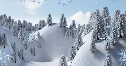 The video features a winter landscape with trees covered in snow against a black Видео 327271339