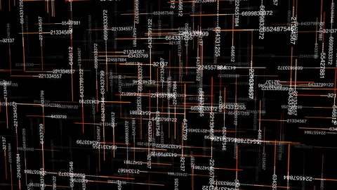 A video featuring abstract concept of numbers floating in the air and Video stock 274171099