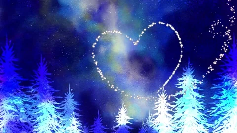 A video featuring a heart pattern drawn against a winter forest backdrop.  Stock Footage 318140537