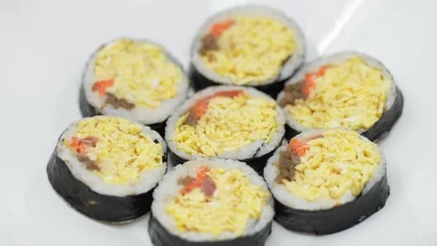 Video featuring Korean traditional rice rolls, Gimbap Stock Footage 321851230