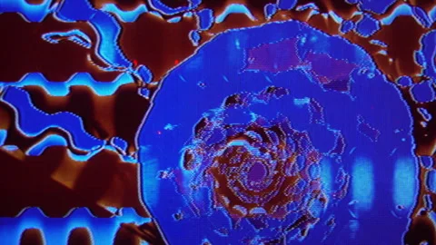 Video feedback resembles scan of the interior of a nautilus shell or fossil. Video stock 315118991