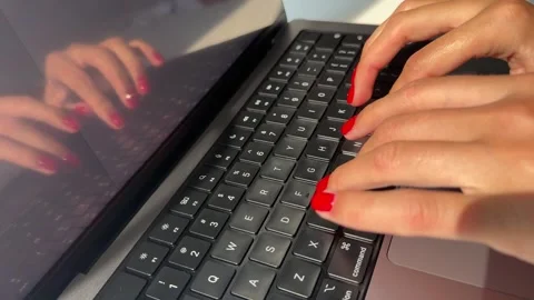 Video of female hands typing on a computer keyboard Stock Footage 342064137