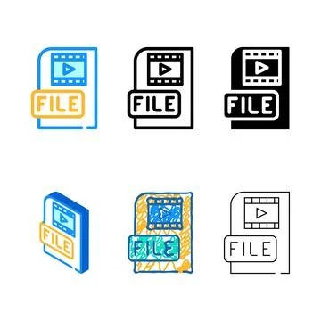 Video file color icon vector forms 스톡 일러스트