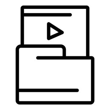 Video file folder icon, outline style 스톡 일러스트