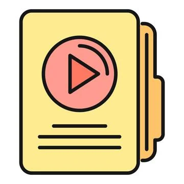 Video file folder icon with play button 스톡 일러스트