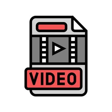 Video file format document color icon vector illustration 库存插图