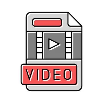 Video file format document color icon vector illustration Illustrazione stock
