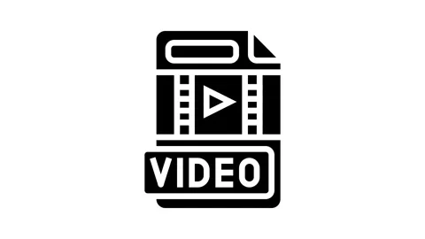 Video file format document glyph icon animation Stock Footage 326158684