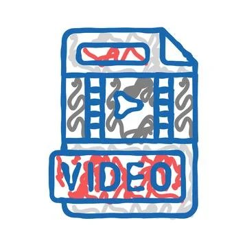 Video file format document icon doodle illustration Illustrazione stock