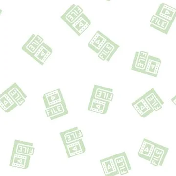 Video file glyph vector seamless pattern Stock Illustration