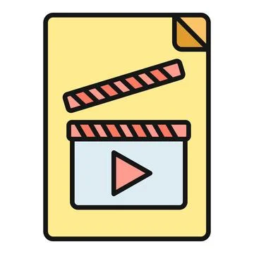 Video file icon with clapperboard and play button Stock Illustration