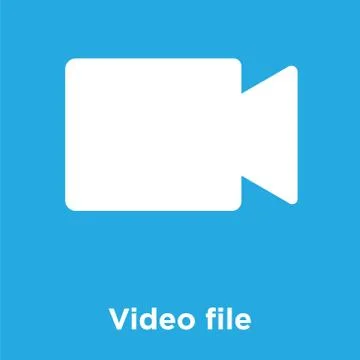 Video file icon isolated on blue background Stock Illustration
