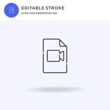 Video File icon vector, filled flat sign, solid pictogram isolated on white,  Illustrazione stock