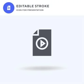 Video File icon vector, filled flat sign, solid pictogram isolated on white Stock Illustration