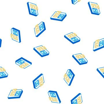 Video file isometric icon seamless pattern Stock Illustration
