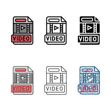 Video file mix format document color icon vector 스톡 일러스트