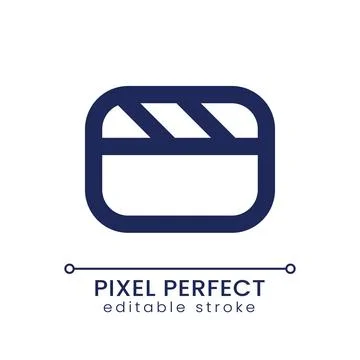 Video file pixel perfect linear ui icon Stock Illustration