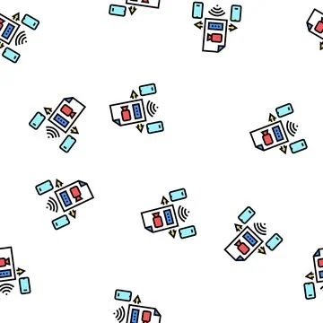 Video file send to phone vector seamless pattern Stock Illustration