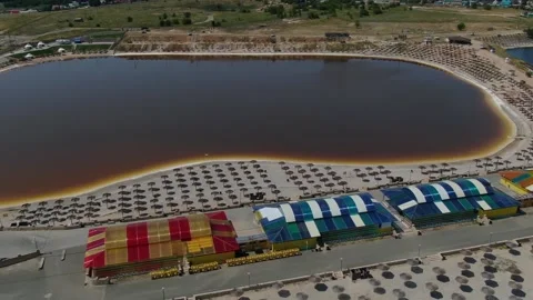 Video filming from a drone. flight over a salt lake Stock-Footage 146309475