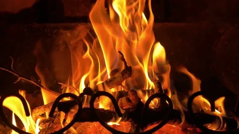 Video of fireplace in 4K Video stock 74691424
