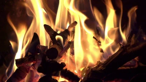 Video of fireplace in real slow motion Stock Footage 79568165