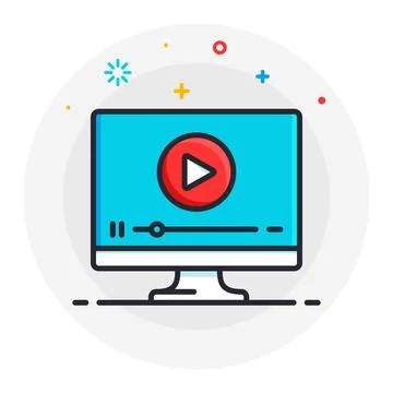 Video flat line vector icon concept Stock Illustration