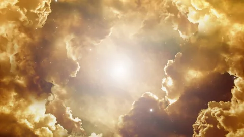 Video of flyby. Camera moves towards a sky and heavenly objects seen at a Video stock 138059619