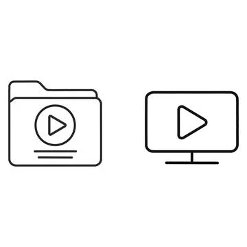 Video Folder and Media Player Icons Stock Illustration