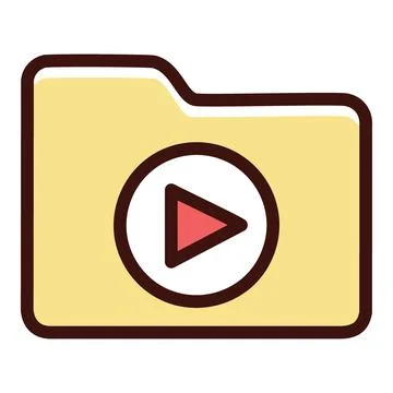 Video folder icon design. Simple, colorful icon design of a yellow folder w.. Stock Illustration