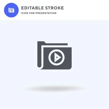 Video Folder icon vector, filled flat sign, solid pictogram isolated on white Stockillustratie