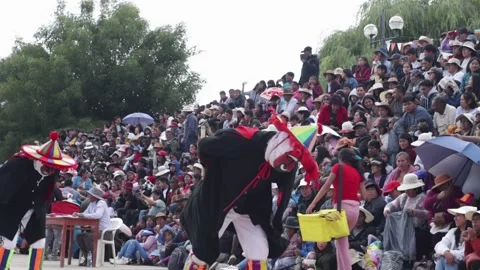 Video of folkloric dancers dancing the dance called "Auquish" Stock Footage 229556891