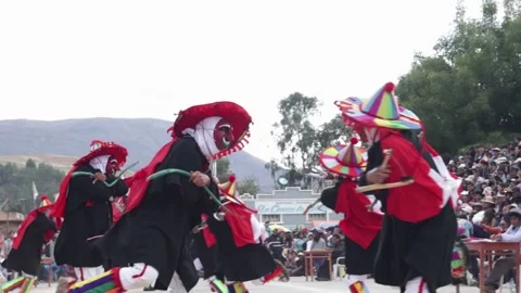 Video of folkloric dancers dancing the dance called "Auquish" Stock Footage 229556902