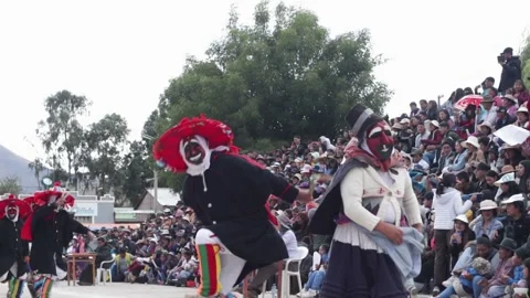 Video of folkloric dancers dancing the dance called "Auquish" Stock Footage 229556903