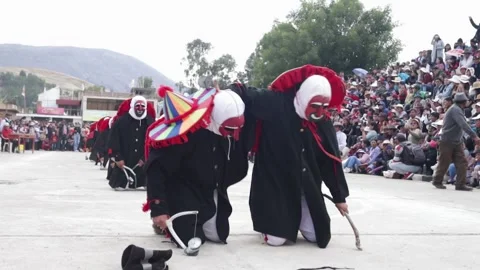 Video of folkloric dancers dancing the dance called "Auquish" Stock Footage 229556944
