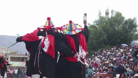 Video of folkloric dancers dancing the dance called "Auquish" Stock Footage 229556978