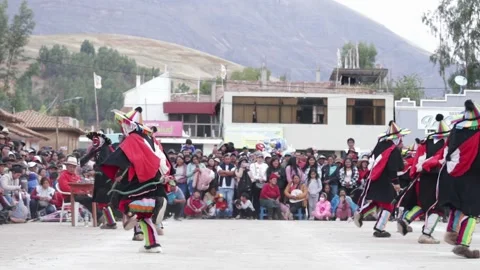 Video of folkloric dancers dancing the dance called "Auquish" Stock Footage 229557041