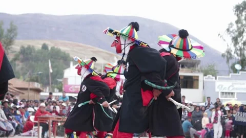 Video of folkloric dancers dancing the dance called "Auquish" Stock Footage 229557286