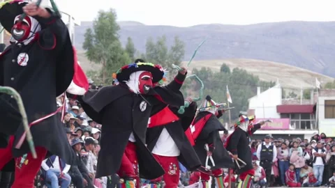 Video of folkloric dancers dancing the dance called "Auquish" Stock Footage 229557355