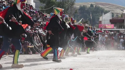 Video of folkloric dancers dancing the dance called "Auquish" Stock Footage 229557696