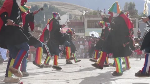 Video of folkloric dancers dancing the dance called "Auquish" Stock Footage 229557828