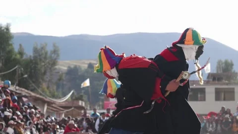 Video of folkloric dancers dancing the dance called "Auquish" Stock Footage 229557834