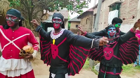 Video footage of a group of devotees of Lord Shiva in fearsome form Stock Footage 279170886