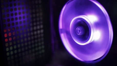 Video footage of PC cooling system demonstration, RGB Led light Stock Footage 113598986