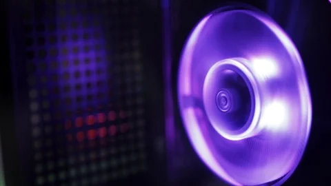 Video footage of PC cooling system demonstration, RGB Led light Video stock 113599004