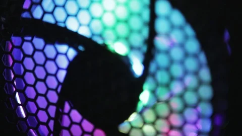 Video footage of PC cooling system demonstration, RGB Led light radiator fan Stock-Footage 113599036