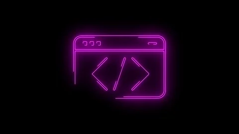 Video footage of Pink glowing Programming, Software Development neon icon. Stock Footage 266801488