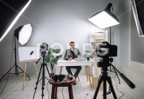Video footage of the training program from a young business coach. Backstage Stock Photos
