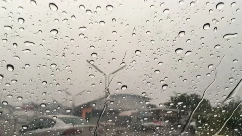 Video footage on the windshield. Stock Footage 96991179